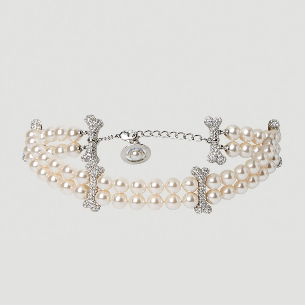 Vivienne Westwood Faustine Pearl Choker Necklace, silver